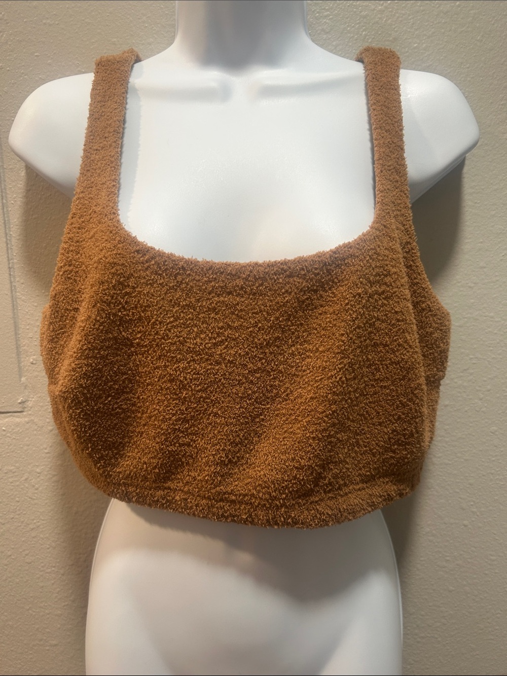 YITTY Plush Cropped Tank Top in Caramel Brown